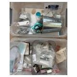 Large Lot of Metal Crafting Supplies and Tools in Storage Bins