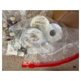 Collection of Gemstone Beads, Jewelry Findings, and Crafting Supplies in Bags and Box