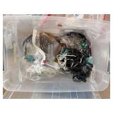 Large Collection of Assorted Beads and Strands in Plastic Storage Bin