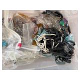 Large Collection of Assorted Beads and Strands in Plastic Storage Bin
