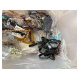 Large Collection of Assorted Beads and Strands in Plastic Storage Bin