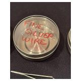 Jewelry Making Supplies Lot: Embossed Metal Blanks, Fine Silver Wire, Tools & Storage