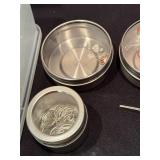 Jewelry Making Supplies Lot: Embossed Metal Blanks, Fine Silver Wire, Tools & Storage