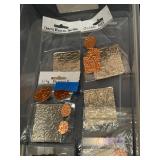 Jewelry Making Supplies Lot: Embossed Metal Blanks, Fine Silver Wire, Tools & Storage