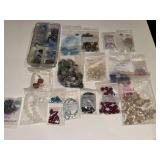 Large Assorted Lot of Gemstone, Glass, and Shell Beads with Organizer Case