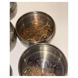Collection of Copper and Bronze Jewelry Findings and Pendants in Organizing Containers