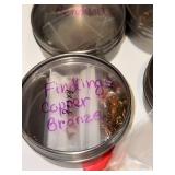 Collection of Copper and Bronze Jewelry Findings and Pendants in Organizing Containers