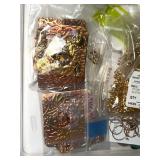 Collection of Copper and Bronze Jewelry Findings and Pendants in Organizing Containers