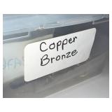 Collection of Copper and Bronze Jewelry Findings and Pendants in Organizing Containers