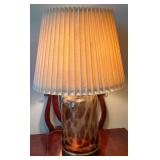 Hand-Blown Glass Table Lamp with Pleated Shade, 28 Inch Tall