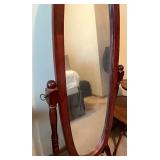Vintage Wooden Cheval Floor Mirror, 60 Inch