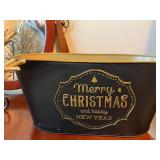 Holiday Decor and Home Accessory Lot with Tiered Metal Stand, Christmas Tree, Basket, and Planter