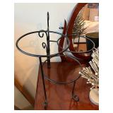 Holiday Decor and Home Accessory Lot with Tiered Metal Stand, Christmas Tree, Basket, and Planter