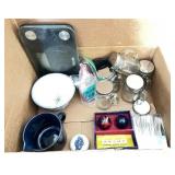 Assorted Miscellaneous Household Items Lot with Teacups, Decorative Baskets, and Small Jars