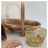 Assorted Miscellaneous Household Items Lot with Teacups, Decorative Baskets, and Small Jars