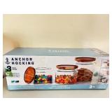 Anchor Hocking 3 Piece Glass Jar Set with Acacia Wood Lids New in Box