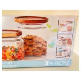 Anchor Hocking 3 Piece Glass Jar Set with Acacia Wood Lids New in Box