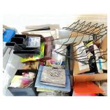 Large Lot of Office Supplies Including Organizers, Pens, Crayons, Binder Clips and Accessories