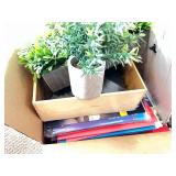 Large Office Supplies Bundle with Paper, Folders, and Faux Plants