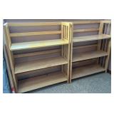 Pair of 3-Shelf Wooden Bookshelves, 37 Inches Tall