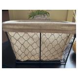 Collection of Decorative Baskets, Metal Bin, Tin, and Floral Magazine Holder