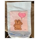 Collection of Tote Bags with Bear Patch Designs and Blue Patterned Bag