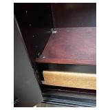 Dark Wood Bookcase with Double Door Cabinet, 72x29x12 Inches