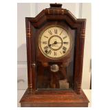 Antique Mantel Clock with Wooden Case, Pat. July 30 1878