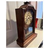 Antique Mantel Clock with Wooden Case, Pat. July 30 1878
