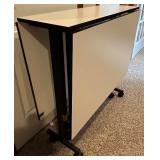 Folding Drop-Leaf Rolling Craft Table with Black Metal Frame