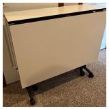 Folding Drop-Leaf Rolling Craft Table with Black Metal Frame