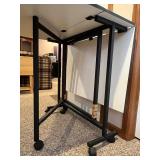 Folding Drop-Leaf Rolling Craft Table with Black Metal Frame
