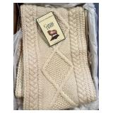 Carraig Donn Merino Wool Aran Knit Scarf with Fringe