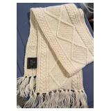 Carraig Donn Merino Wool Aran Knit Scarf with Fringe