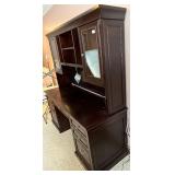 Haugen Martin Espresso Executive Desk with Hutch and Glass Cabinet Doors