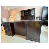 Large Dark Wood Executive Office Desk with Drawers and Cable Ports