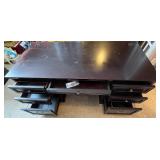 Large Dark Wood Executive Office Desk with Drawers and Cable Ports