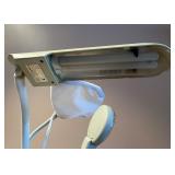 Rolling Wood Side Table with Adjustable Lamp and Magnifier