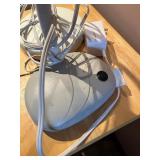 Rolling Wood Side Table with Adjustable Lamp and Magnifier