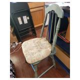 Antique Wooden Chair with Spindle Back and Tapestry Seat Cushion