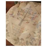 Antique Wooden Chair with Spindle Back and Tapestry Seat Cushion