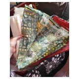 Collection of Assorted Fabric Remnants and Fat Quarters with Patterns