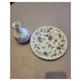 Wedgwood Angela Bone China Vase and Floral Plate Set