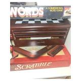 Board Game Collection Including Scrabble, Rummikub, Family Games, and Tin Sets