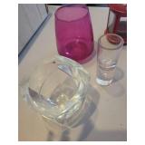 Decorative Glassware and Candle Holder Collection Including Orrefors Crystal