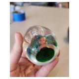 Set of 3 Art Glass Paperweights with Swirl and Floral Designs