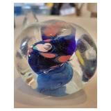 Set of 3 Art Glass Paperweights with Swirl and Floral Designs