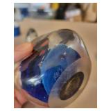 Set of 3 Art Glass Paperweights with Swirl and Floral Designs