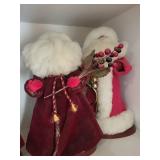 Set of 4 Santa Claus Holiday Figurines with Red Velvet Robes