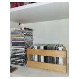 Collection of 25 Music CDs including The Beatles, Garth Brooks, Weird Al, and Others with Wooden CD Crate